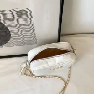 ⁦Mini Tassel & Metal Decor Chevron Quilted Square Bag⁩ - الصورة ⁦3⁩