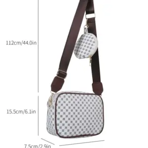 ⁦Mini Geometric Pattern Square Bag With Coin Purse⁩ - الصورة ⁦5⁩