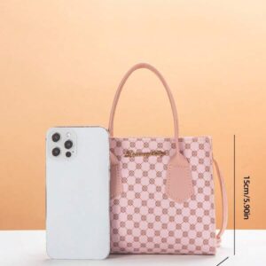 ⁦Mini Square Bag Geometric Pattern Letter Decor⁩ - الصورة ⁦4⁩
