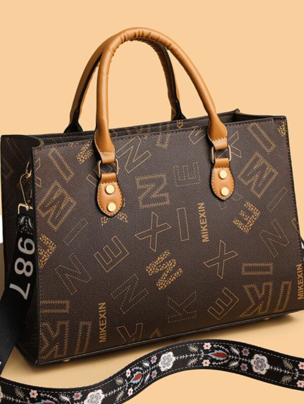 Vintage Alphabet Pattern Large Capacity Fashion Tote Bag