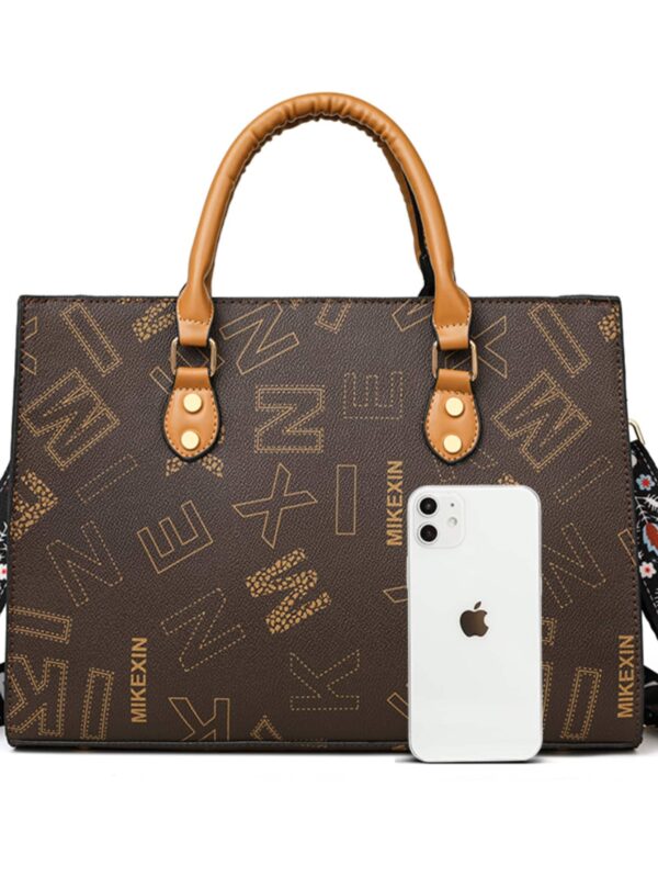 ⁦Vintage Alphabet Pattern Large Capacity Fashion Tote Bag⁩ - الصورة ⁦5⁩