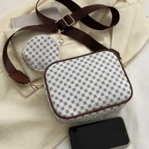 ⁦Mini Geometric Pattern Square Bag With Coin Purse⁩ - الصورة ⁦3⁩