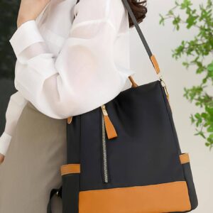 ⁦Waterproof - Anti Theft Colorblock Zip Front Backpack for Women⁩ - الصورة ⁦6⁩