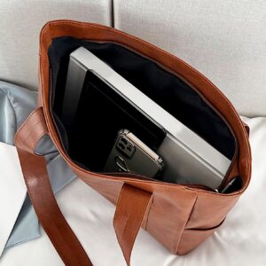 ⁦Minimalist Double Handle Large Capacity Tote Bag -  Casual Solid Shoulder Bag⁩ - الصورة ⁦2⁩