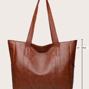 ⁦Minimalist Double Handle Large Capacity Tote Bag -  Casual Solid Shoulder Bag⁩ - الصورة ⁦4⁩