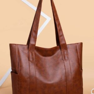 ⁦Minimalist Double Handle Large Capacity Tote Bag -  Casual Solid Shoulder Bag⁩ - الصورة ⁦5⁩