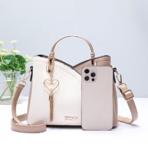 ⁦Color Block Satchel Bag, Trendy Metal Tassel Decor Crossbody Bag⁩ - الصورة ⁦6⁩