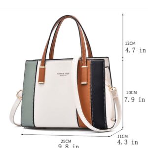 ⁦Color Block Square Hand Bag, Women's Striped Shoulder Tote Bag⁩ - الصورة ⁦3⁩