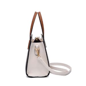 ⁦Color Block Square Hand Bag, Women's Striped Shoulder Tote Bag⁩ - الصورة ⁦4⁩