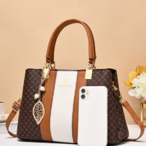 ⁦Fashionable Geometric Pattern Color Blocking Handbag With Pendant⁩ - الصورة ⁦7⁩