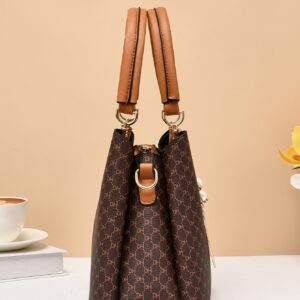 ⁦Fashionable Geometric Pattern Color Blocking Handbag With Pendant⁩ - الصورة ⁦3⁩