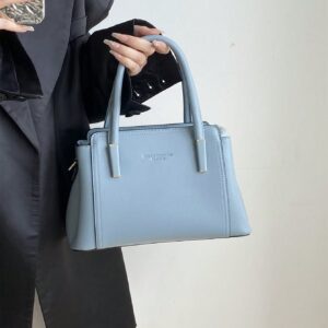 ⁦Letter Embossed Square Bag PU Blue Double Handle Fashionable⁩ - الصورة ⁦6⁩