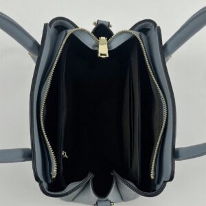⁦Letter Embossed Square Bag PU Blue Double Handle Fashionable⁩ - الصورة ⁦3⁩