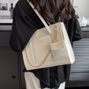 Letter Graphic Shoulder Tote Bag With Coin Purse