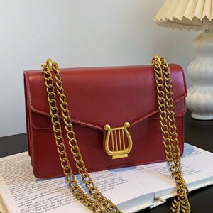 ⁦Minimalist Flap Chain Square Bag Solid Color Fashion Style⁩ - الصورة ⁦7⁩