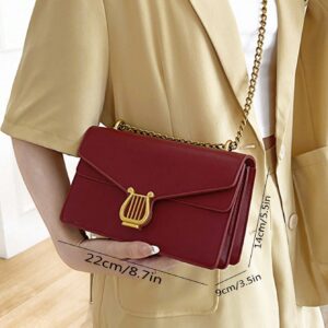 ⁦Minimalist Flap Chain Square Bag Solid Color Fashion Style⁩ - الصورة ⁦3⁩