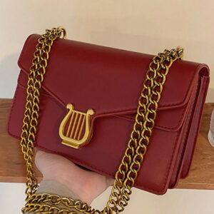 ⁦Minimalist Flap Chain Square Bag Solid Color Fashion Style⁩ - الصورة ⁦4⁩
