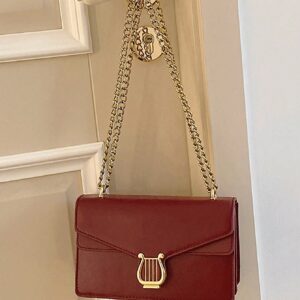 ⁦Minimalist Flap Chain Square Bag Solid Color Fashion Style⁩ - الصورة ⁦5⁩