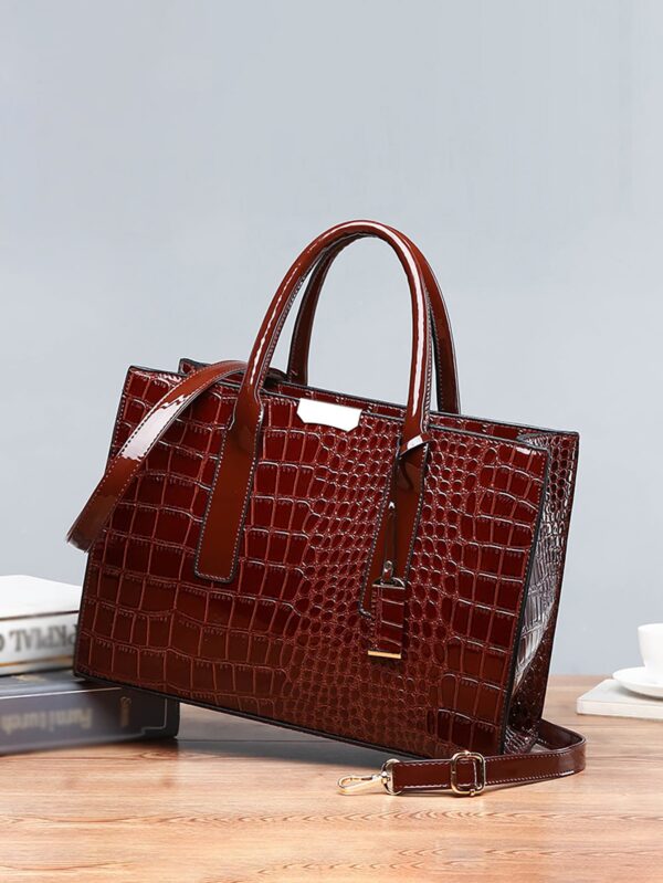 Simple Crocodile Pattern Tote Bag, Artificial Leather Shoulder Bag, Women's Classic Handbag