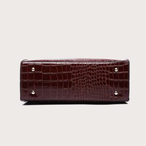 ⁦Simple Crocodile Pattern Tote Bag, Artificial Leather Shoulder Bag, Women's Classic Handbag⁩ - الصورة ⁦8⁩