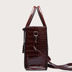 ⁦Simple Crocodile Pattern Tote Bag, Artificial Leather Shoulder Bag, Women's Classic Handbag⁩ - الصورة ⁦2⁩