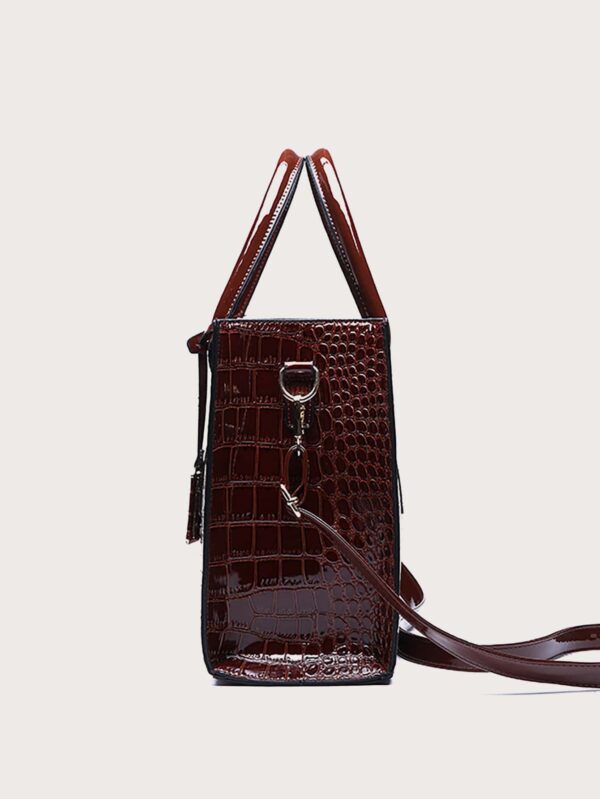 ⁦Simple Crocodile Pattern Tote Bag, Artificial Leather Shoulder Bag, Women's Classic Handbag⁩ - الصورة ⁦2⁩