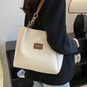⁦Small Shoulder Tote Bag Letter Patch Decor⁩ - الصورة ⁦2⁩
