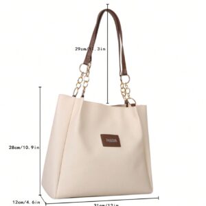 ⁦Small Shoulder Tote Bag Letter Patch Decor⁩ - الصورة ⁦3⁩