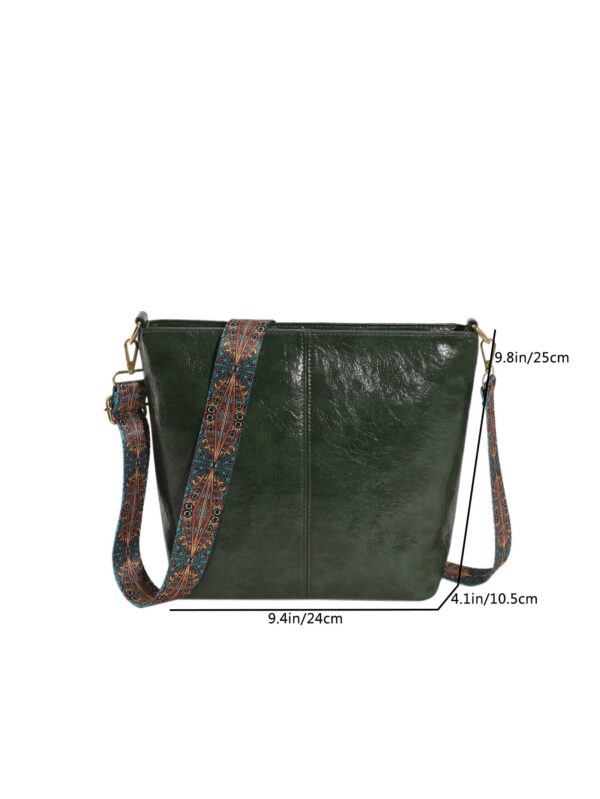 ⁦Vintage Large Capacity Wide Shoulder Strap Crossbody Bag⁩ - الصورة ⁦2⁩