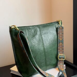 ⁦Vintage Large Capacity Wide Shoulder Strap Crossbody Bag⁩ - الصورة ⁦3⁩
