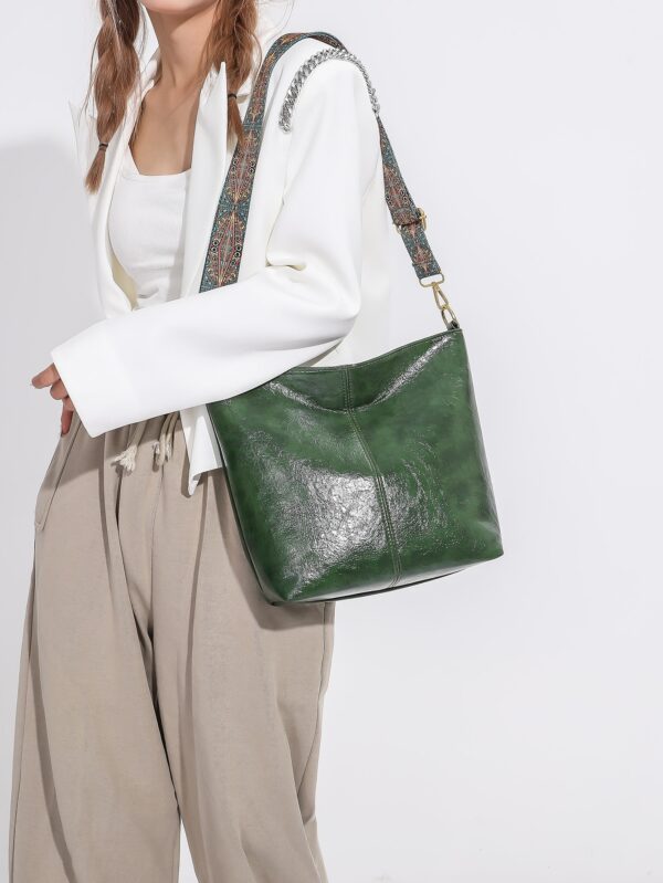 ⁦Vintage Large Capacity Wide Shoulder Strap Crossbody Bag⁩ - الصورة ⁦4⁩