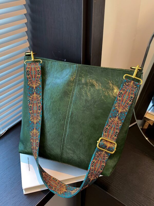 ⁦Vintage Large Capacity Wide Shoulder Strap Crossbody Bag⁩ - الصورة ⁦6⁩